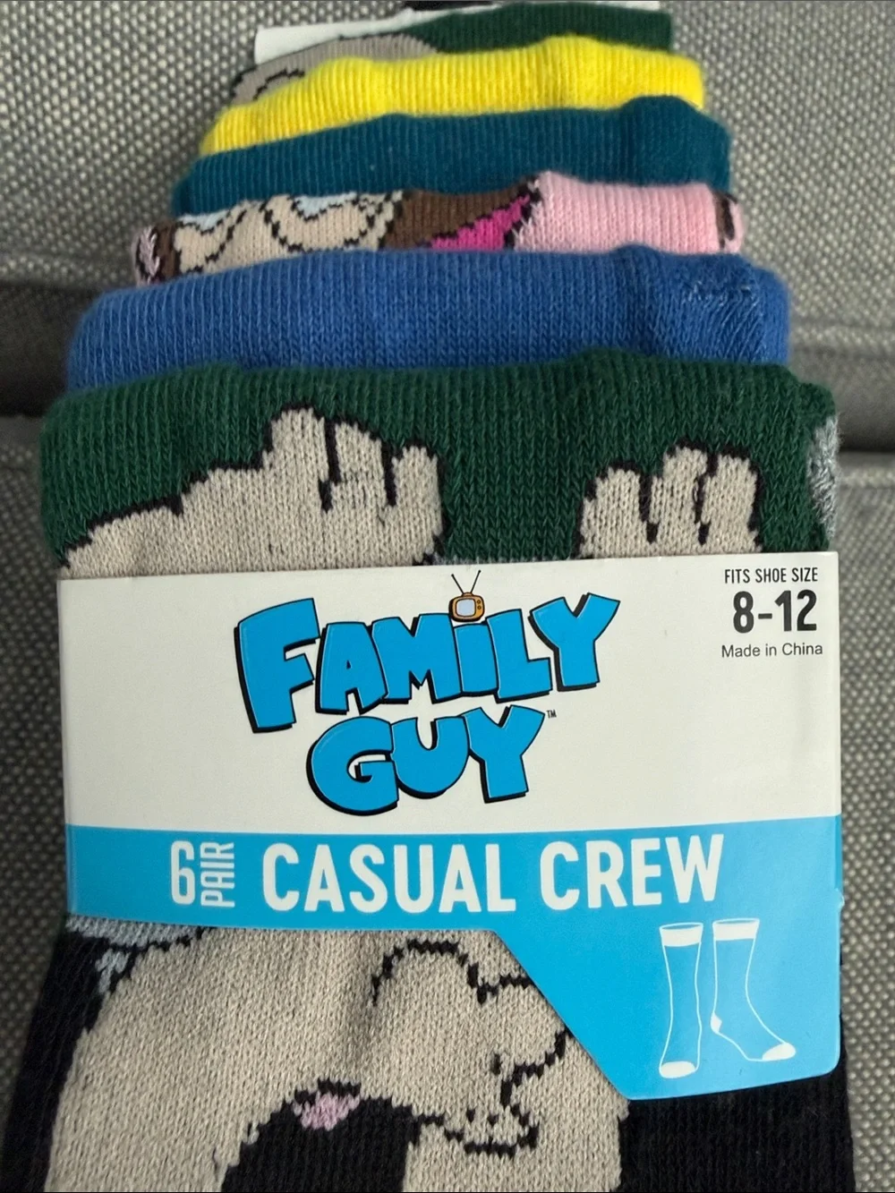 “Family Guy” Casual Crew Socks - Green/Black Multicolor
